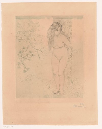 Eva apoyada en un árbol de Charles Maurin (signed by artist)