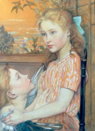 Joven con ángel de la guarda de Charles Maurin