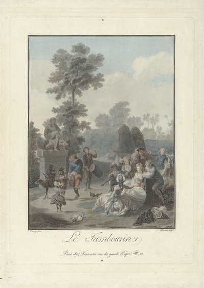 de tambores La pandereta (título sobre el objeto) de Charles Melchior Descourtis