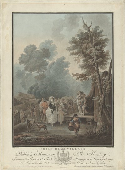 fiesta del pueblo Foire de Village (título sobre objeto) Cuatro escenas de género (título de serie) de Charles Melchior Descourtis
