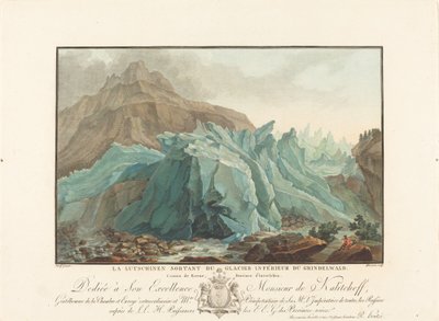 La Lutschinen saliendo del Glaciar Inferior de Grindelwald, 1785 de Charles Melchior Descourtis