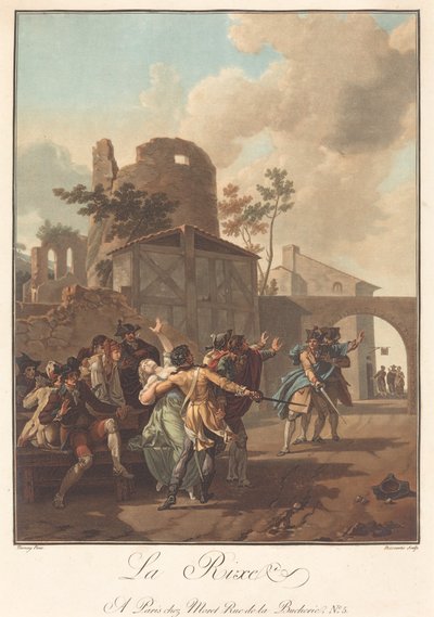 La pelea, c. 1792 de Charles Melchior Descourtis