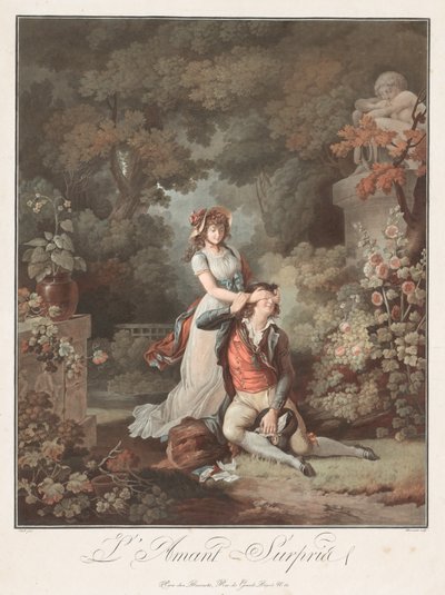 El amante sorprendido, c. 1798 de Charles Melchior Descourtis