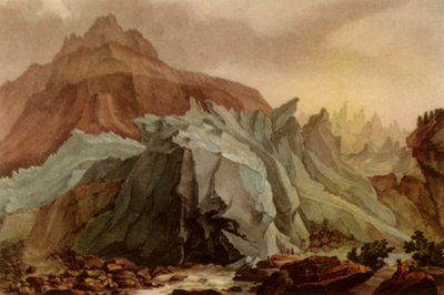 El Lütschinen saliendo del glaciar Lower Grindelwald de Charles Melchior Descourtis