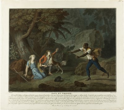 La noche, lámina 1 de Paul et Virginie de Charles Melchior Descourtis
