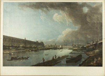 Vista de las Tullerías, el Louvre y el Pont Neuf de Charles Melchior Descourtis