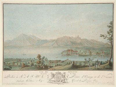 Vista desde Schadau en el lago Thun (después de Clemente) de Charles Melchior Descourtis