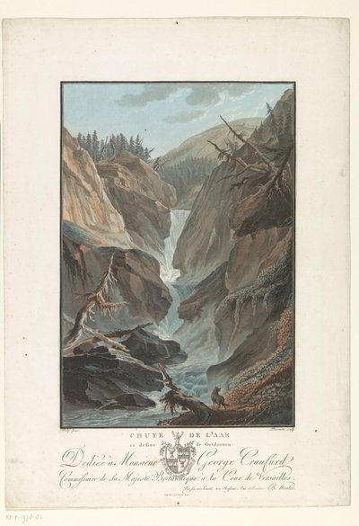 Waterval van de rivier de Aare
Cascada del Aare sobre Gutdannen (título del objeto)
Vistas notables de las montañas de Suiza (título de la serie) de Charles Melchior Descourtis