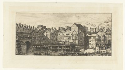 Fachadas traseras de casas peleteras en el Sena cerca de Pont-au-Change en París Parte de París a finales del siglo XVII. Partie de la cité vers la Fin du XVIIe siècle de Charles Meryon