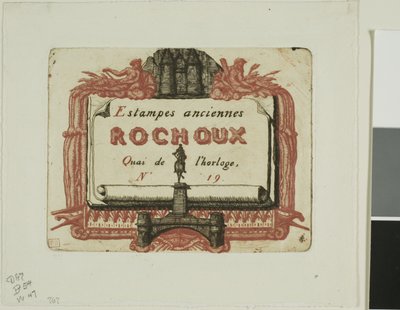Tarjeta de Dirección del Vendedor de Grabados, Rochoux de Charles Meryon