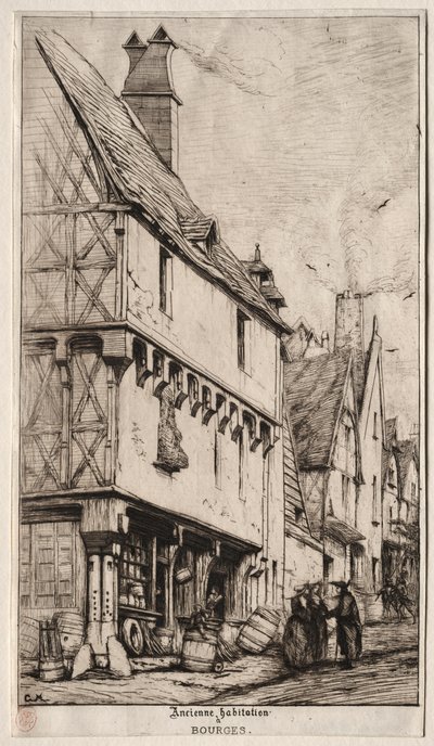 Una Casa Antigua en Bourges, a veces llamada la Casa del Músico de Charles Meryon