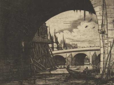 Arco, Pont Nôtre-Dame, París, 1853 de Charles Meryon