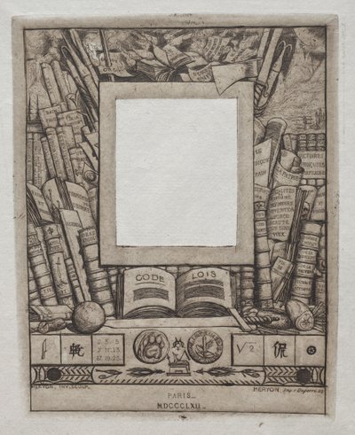 Diseño para un marco para el retrato de Armand Guéraud, 1862 de Charles Meryon