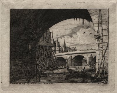 Grabados de París: Un arco del puente de Notre Dame, 1853 de Charles Meryon