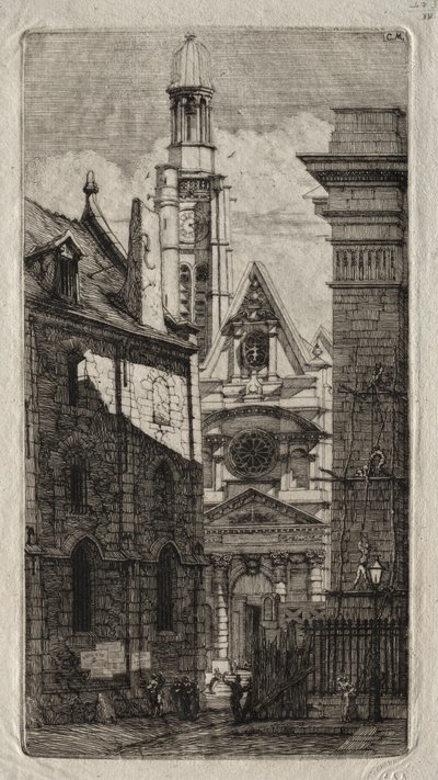 Grabados de París: Iglesia de San Esteban del Monte de Charles Meryon