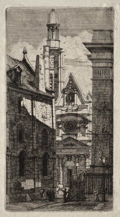 Grabados de París: Iglesia de San Esteban del Monte de Charles Meryon