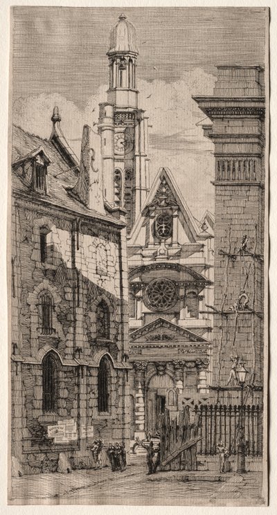 Grabados de París: Iglesia de San Esteban del Monte de Charles Meryon