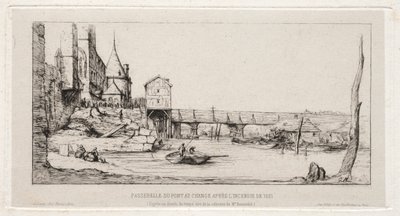 Pasarela temporalmente reemplazando el Puente del Intercambio, París, después del incendio de 1621, 1860 de Charles Meryon