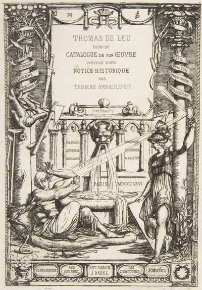 Frontispicio para el catálogo de la obra de Thomas De Leu de Charles Meryon