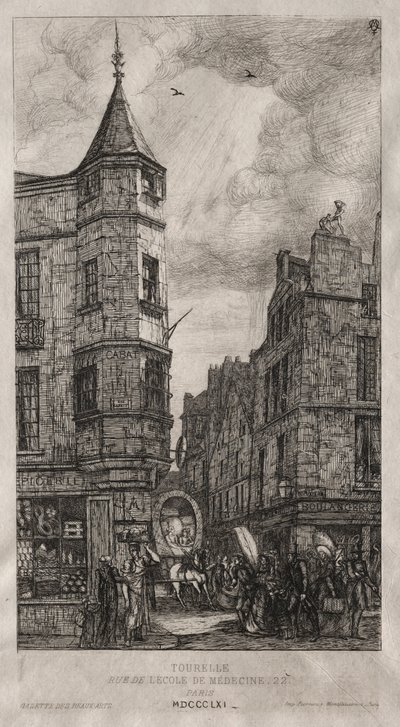 Casa con una Torre, No. 22 Calle de la Escuela de Medicina de Charles Meryon