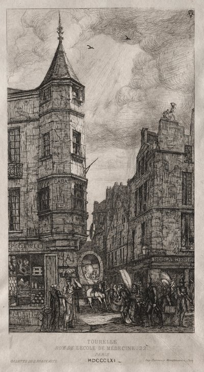 Casa con torre, No. 22 Calle de la Escuela de Medicina, 1861 de Charles Meryon