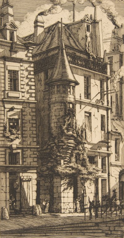 Casa con torre, rue de la Tixeranderie, París, 1852 de Charles Meryon