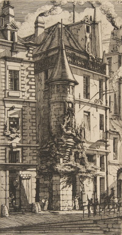 Casa con torreón, rue de la Tixeranderie, París, 1852 de Charles Meryon