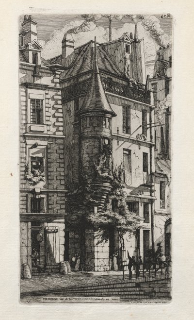 Casa con una torre, rue de la Tixeranderie, París, 1852 de Charles Meryon