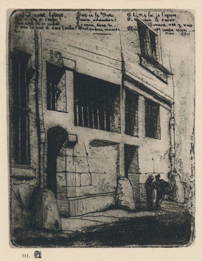 La Rue Des Mauvais Garcons 3er Estado, 5 x 3 78 pulgadas, 1854, 1927 de Charles Meryon