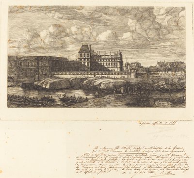 El antiguo Louvre, de una pintura de Zeeman, 1651 de Charles Meryon