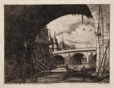 Arco del Puente Notre Dame, París, 1853 de Charles Meryon
