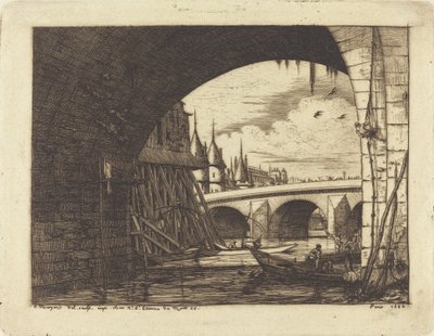 Un arco del puente Notre-Dame, París de Charles Meryon