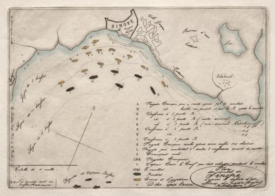Mapa de la batalla de Sinope, 1853 de Charles Meryon