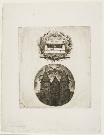 Tumba de Molière, Cementerio del Père-Lachaise, París y Puerta Vieja del Palacio de Justicia, París de Charles Meryon