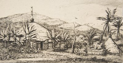 Nueva Caledonia: Gran cabaña nativa en el camino de Balade a Puebo, 1845, 1863 de Charles Meryon