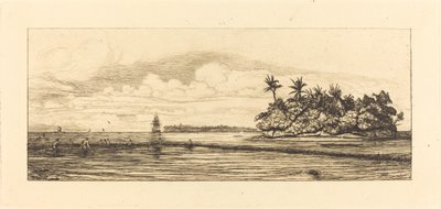 Oceanía, islotes en Uvea (Wallis); Pesca con Palmas, 1845 de Charles Meryon