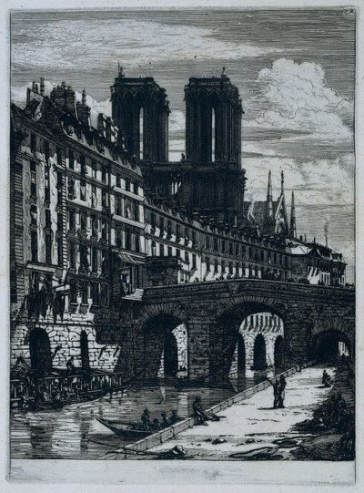 Pequeño puente sobre el Sena en París El pequeño puente Grabados en París (título de la serie) de Charles Meryon