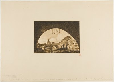 Pont-Neuf y la Samaritaine vistos desde debajo del primer arco del Pont-au-Change, París de Charles Meryon