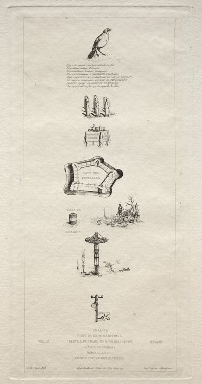 Rebus: Beranger no era realmente fuerte porque nunca tuvo la llave de los campos, 1863 de Charles Meryon