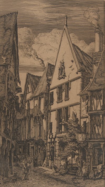 Rue des Toiles, Bourges, 1853 de Charles Meryon