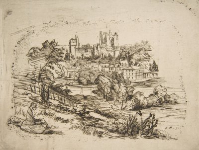 Ruinas del Castillo de Pierrefonds, después de Viollet-le-Duc, 1858 de Charles Meryon