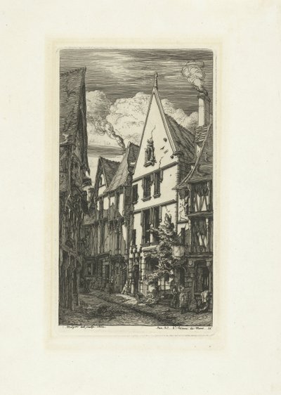 Straat Rue des Toiles en Bourges La Rue des Toiles en Bourges de Charles Meryon