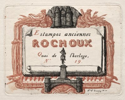 La tarjeta de dirección de Rochoux, un vendedor de impresiones, c. 1856 de Charles Meryon