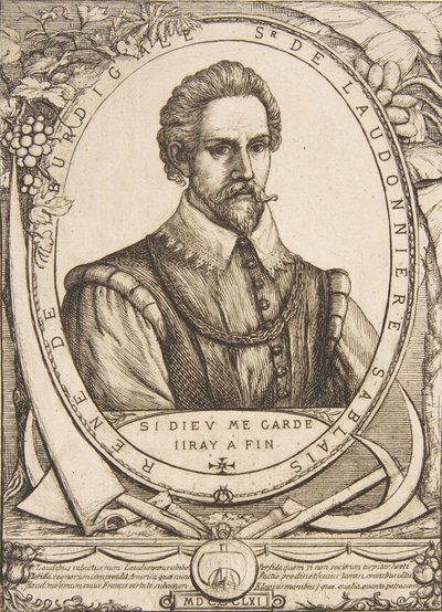 El colono René de Laudonnière Sablais, después de van de Passe de Charles Meryon