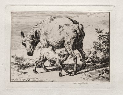 La Oveja con Dos Corderos de Charles Meryon
