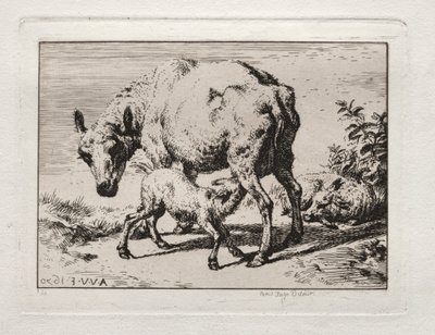 La oveja con dos corderos, 1850 de Charles Meryon