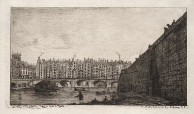 El Puente de la Bolsa, París, alrededor de 1784 de Charles Meryon