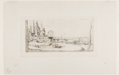 El Puente Provisional Reemplazando el Pont-au-Change, París, Después del Incendio de 1621 de Charles Meryon