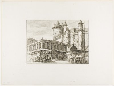El Gran Châtelet, París, c. 1780, después de un dibujo anterior de Charles Meryon