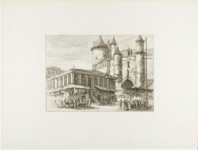 El Gran Châtelet, París, c. 1780, después de un dibujo anterior de Charles Meryon